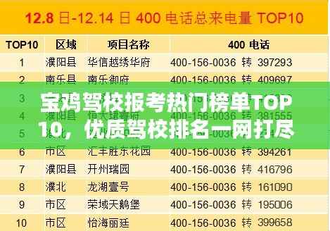 宝鸡驾校报考热门榜单TOP10,优质驾校排名一网打尽!